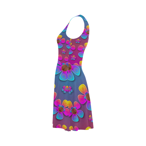 Freedom Peace Flowers Raining In Rainbows Atalanta Sundress (Model D04)