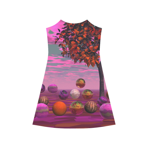 Bittersweet Opinion, Abstract Raspberry Maple Tree Alcestis Slip Dress (Model D05)