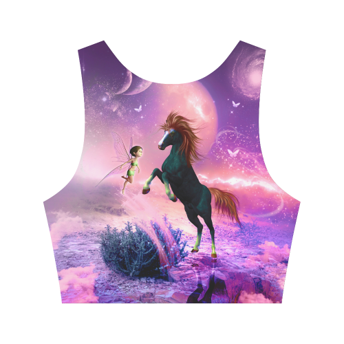 Horse with fairy Women's Crop Top (Model T42)