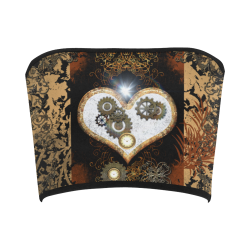 Steampunk, heart with clocks and gears Bandeau Top