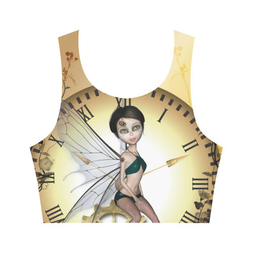 Steampunk, cute fairy, clocks and gears Women's Crop Top (Model T42)