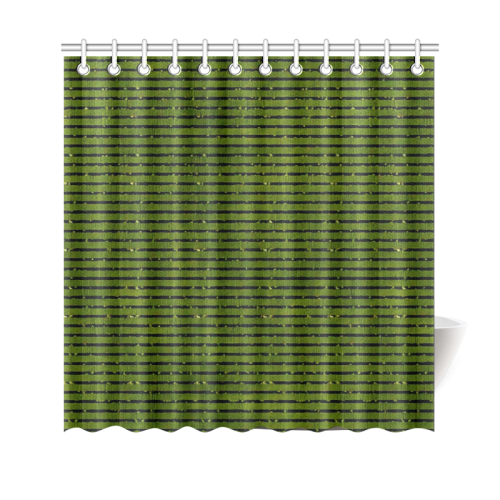 Green Glitter Stripe Shower Curtain 69"x70"