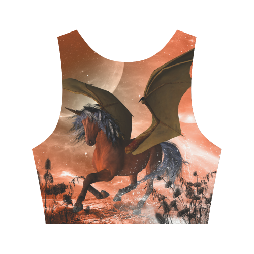 The dark unicorn Women's Crop Top (Model T42)