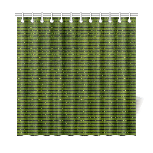 Green Glitter Stripe Shower Curtain 72"x72"