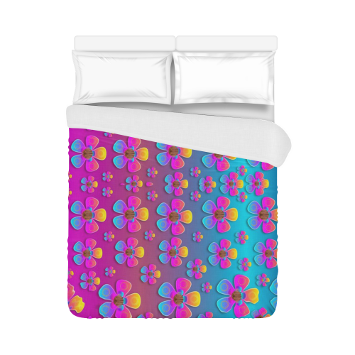Freedom Peace Flowers Raining In Rainbows Duvet Cover 86"x70" ( All-over-print)
