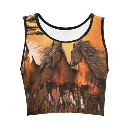 Horses Women's Crop Top (Model T42)