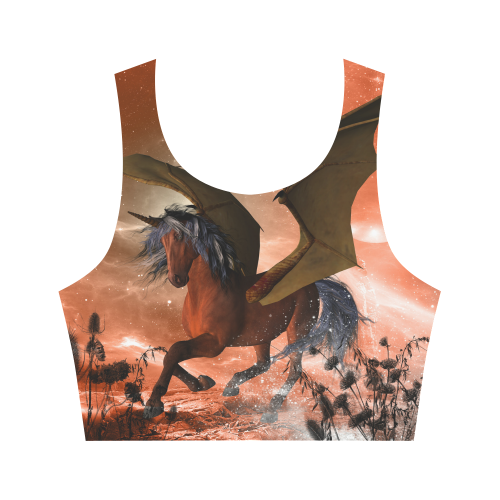 The dark unicorn Women's Crop Top (Model T42)