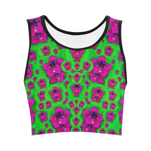 Fantasy Valentine in floral love and peace time Women's Crop Top (Model T42)