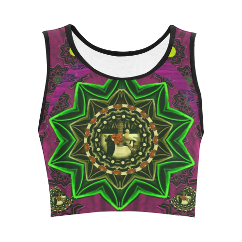 Among stars a dove a fender in peace and leather Women's Crop Top (Model T42)