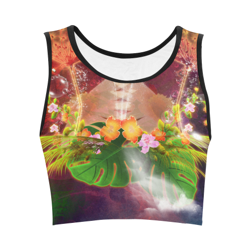 Glowing flowers Women's Crop Top (Model T42)