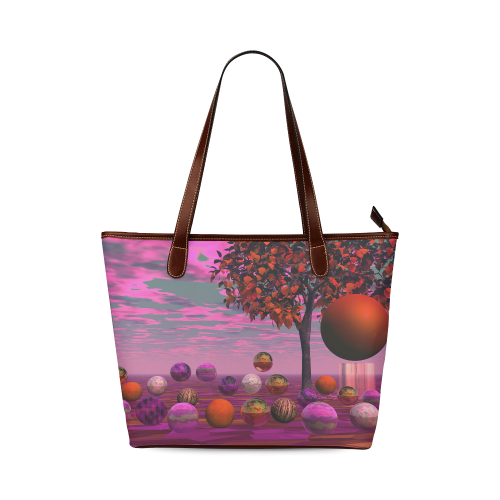 Bittersweet Opinion, Abstract Raspberry Maple Tree Shoulder Tote Bag (Model 1646)