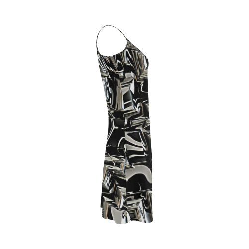 black and silver Metal art Alcestis Slip Dress (Model D05)