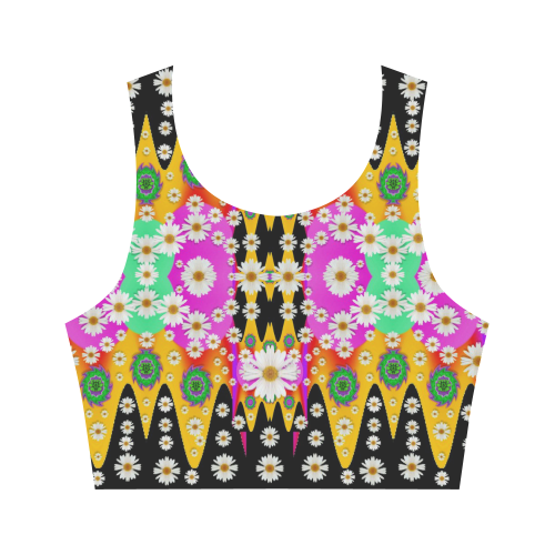 flowers above and under the peaceful sky Women's Crop Top (Model T42)