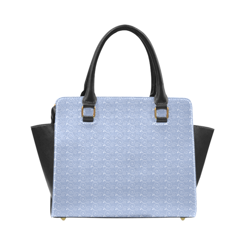 Lilac Gray Swirls Pattern Rivet Shoulder Handbag (Model 1645)