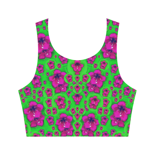 Fantasy Valentine in floral love and peace time Women's Crop Top (Model T42)