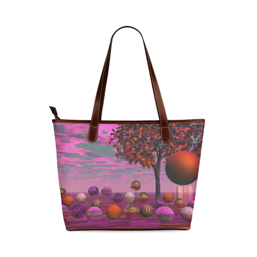 Bittersweet Opinion, Abstract Raspberry Maple Tree Shoulder Tote Bag (Model 1646)