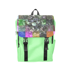 Foliage Patchwork #13 - Jera Nour Black Light Green Casual Shoulders Backpack (Model 1623)