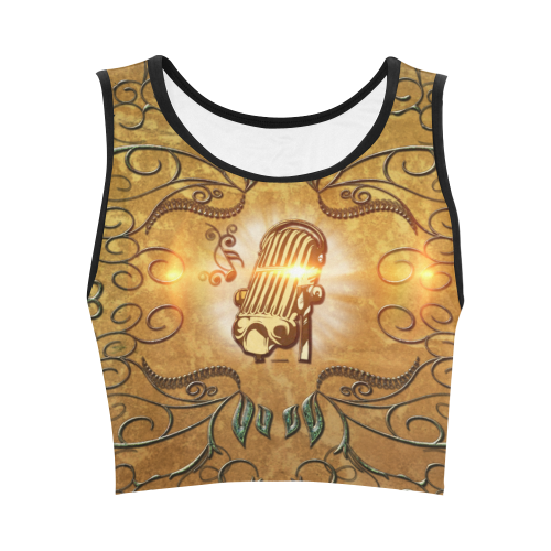 Music, microphone Women's Crop Top (Model T42)