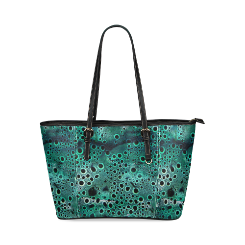 Green Bubbles Leather Tote Bag/Large (Model 1640)