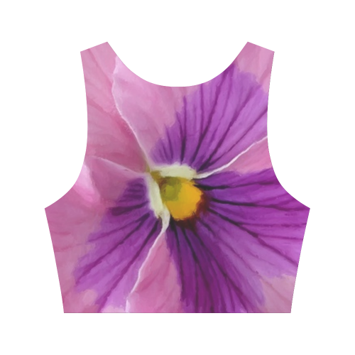 Pink and Purple Pansy Women's Crop Top (Model T42)