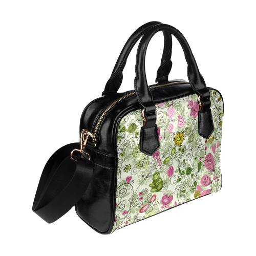 doodle flowers Shoulder Handbag (Model 1634)