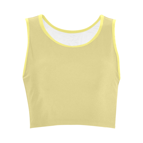 Custard Color Accent Women's Crop Top (Model T42)