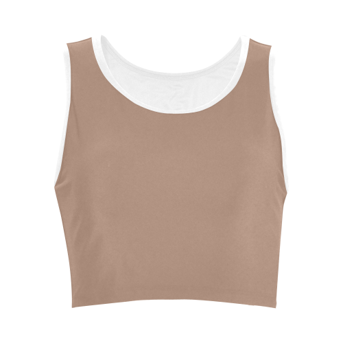 Cafe au Lait Color Accent Women's Crop Top (Model T42)