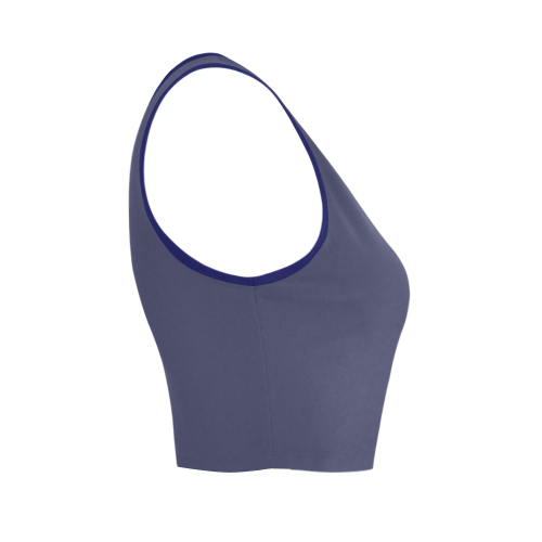 Deep Cobalt Color Accent Women's Crop Top (Model T42)