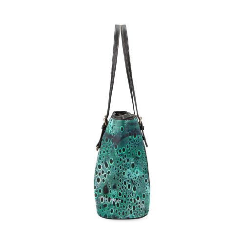Green Bubbles Leather Tote Bag/Large (Model 1640)