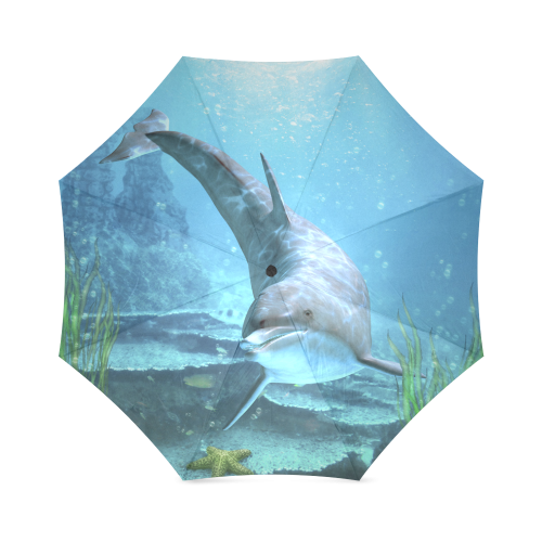 A proud dolphin swims in the ocean Foldable Umbrella (Model U01)