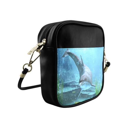 A proud dolphin swims in the ocean Sling Bag (Model 1627)