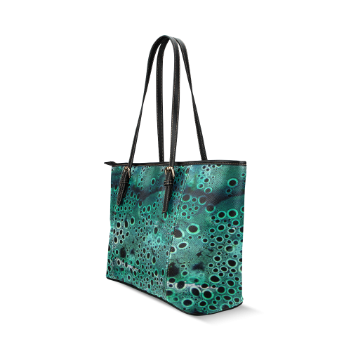 Green Bubbles Leather Tote Bag/Small (Model 1640)