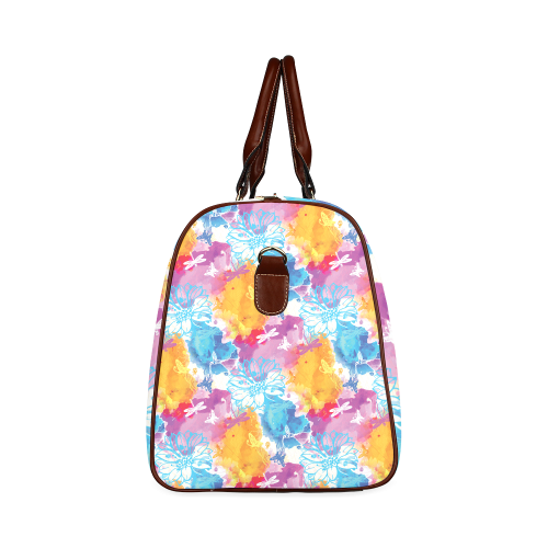 vibrant flower watercolor Waterproof Travel Bag/Small (Model 1639)