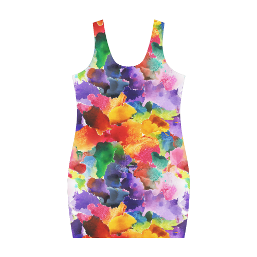 vibrant flower watercolor Medea Vest Dress (Model D06)