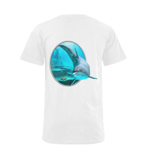 A proud dolphin swims in the ocean Men's V-Neck T-shirt (USA Size) (Model T10)