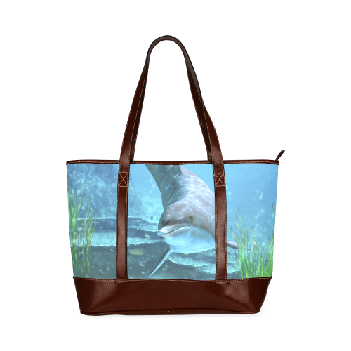 A proud dolphin swims in the ocean Tote Handbag (Model 1642)