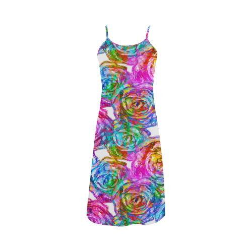 vibrant flower watercolor Alcestis Slip Dress (Model D05)