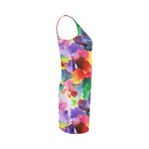 vibrant flower watercolor Medea Vest Dress (Model D06)