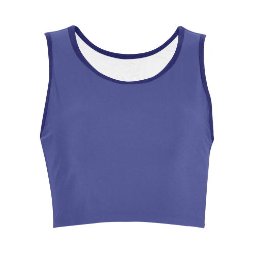 Royal Blue Color Accent Women's Crop Top (Model T42)