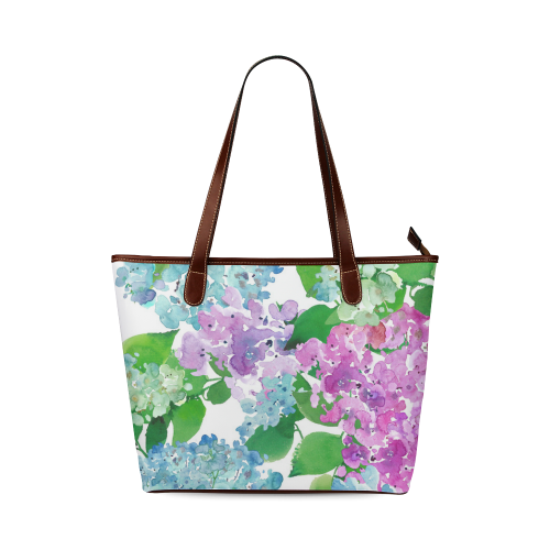 Watercolor Hydrangea Shoulder Tote Bag (Model 1646)