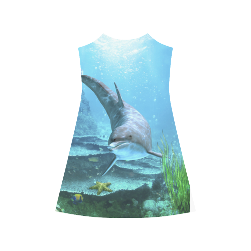A proud dolphin swims in the ocean Alcestis Slip Dress (Model D05)