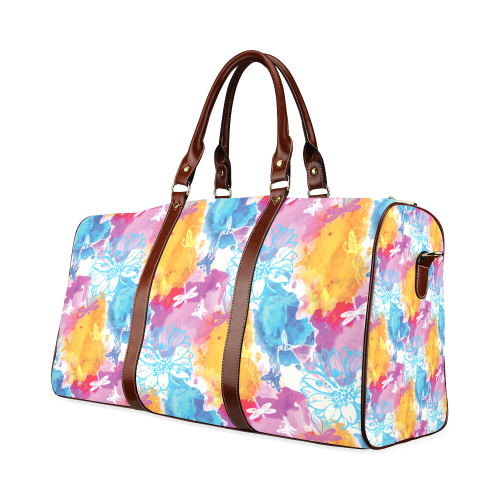 vibrant flower watercolor Waterproof Travel Bag/Small (Model 1639)