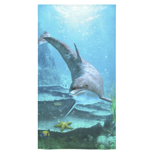 A proud dolphin swims in the ocean Bath Towel 30"x56"