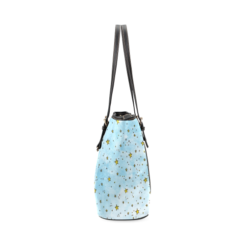 watercolor stars pattern Leather Tote Bag/Large (Model 1640)