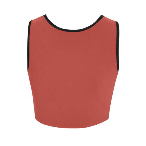 Aurora Red Color Accent Women's Crop Top (Model T42)