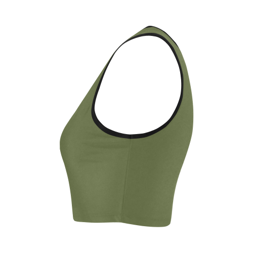 Cedar Green Color Accent Women's Crop Top (Model T42)