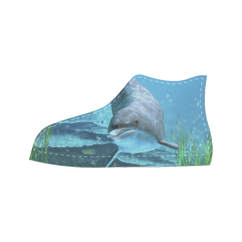 A proud dolphin swims in the ocean Women's Classic High Top Canvas Shoes (Model 017)