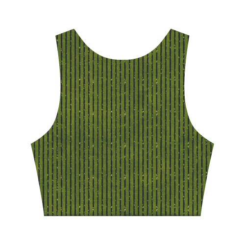 Green Glitter Stripe Women's Crop Top (Model T42)