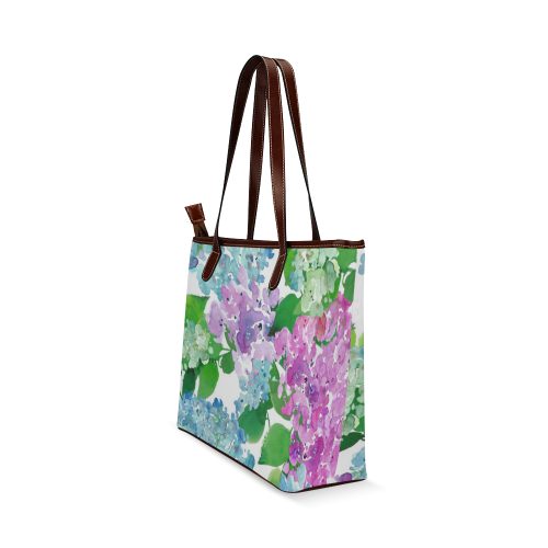 Watercolor Hydrangea Shoulder Tote Bag (Model 1646)