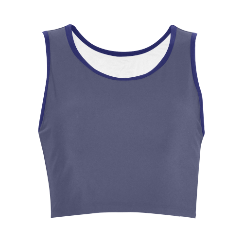 Deep Cobalt Color Accent Women's Crop Top (Model T42)